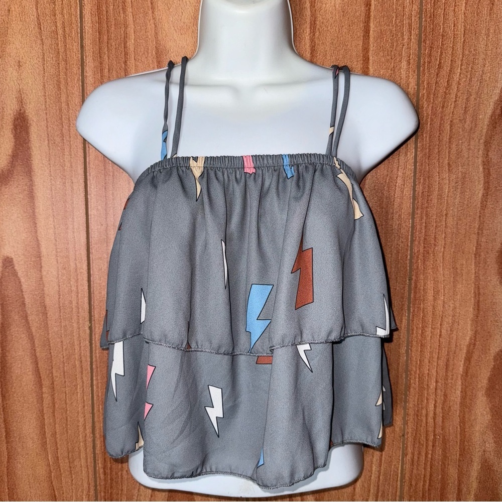 Papaya raffle crop top lighting print